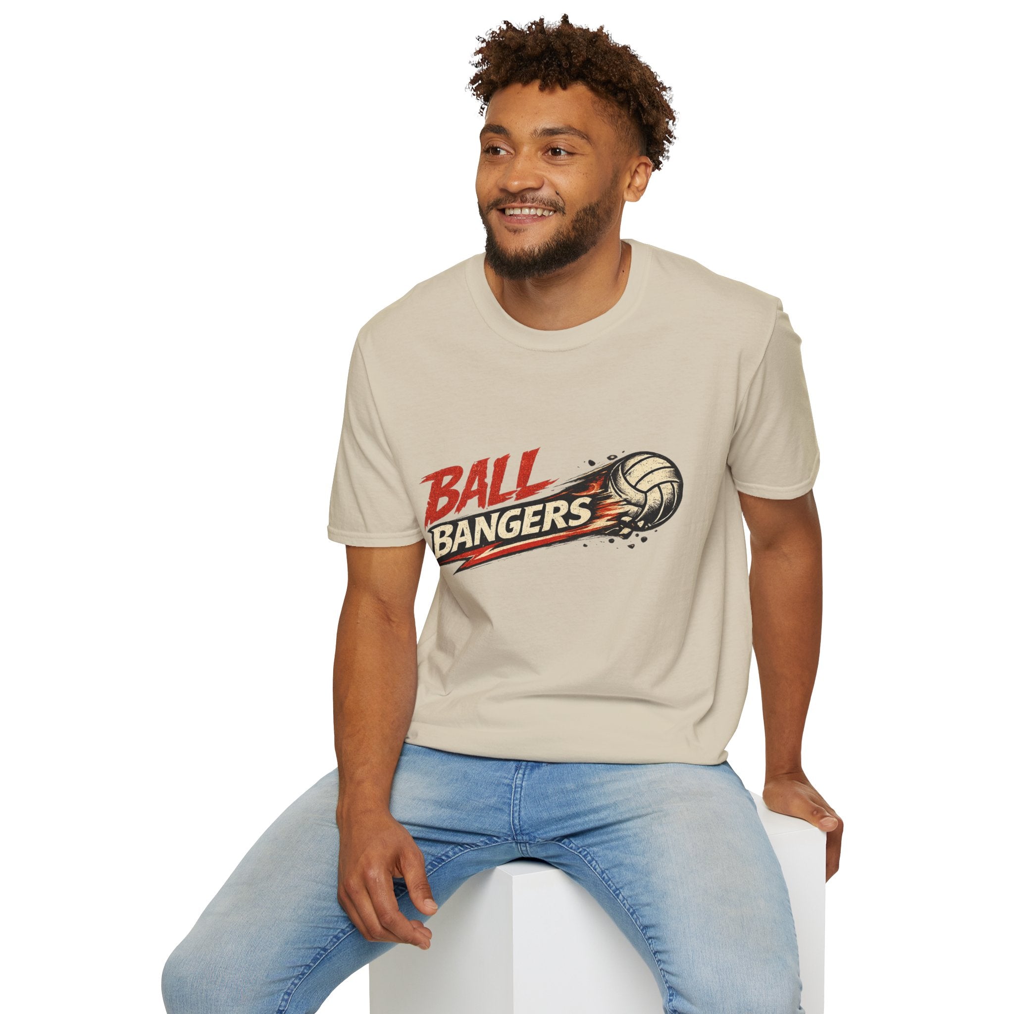 Ball Bangers Volleyball T-Shirt | Retro Spiked Volleyball Graphic